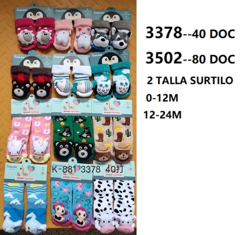Calcetines sonajeros atoallados de bebés con diseños de dibujos animados