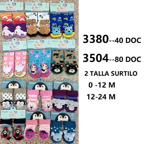 Calcetines sonajeros atoallados de bebés con diseños de dibujos animados