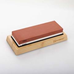 Professional Double Sided Knife Sharpener Stone with Non-Slip Bamboo & Silicone Base, Best Whetstone Sharpening Stone for Knives