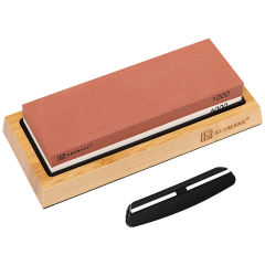 Professional Double Sided Knife Sharpener Stone with Non-Slip Bamboo & Silicone Base, Best Whetstone Sharpening Stone for Knives