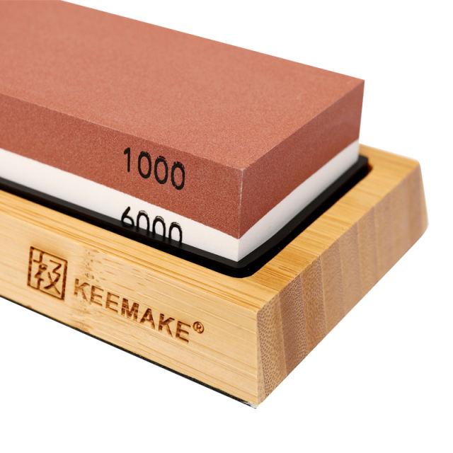 Professional Double Sided Knife Sharpener Stone with Non-Slip Bamboo & Silicone Base, Best Whetstone Sharpening Stone for Knives