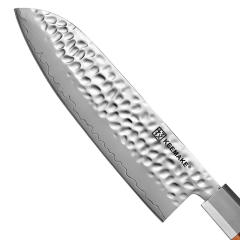 7 Inch High Quality Hammered Japanese Santoku Knife 3 Layers High Carbon Steel Blade Kitchen Knife with Rosewood Handle