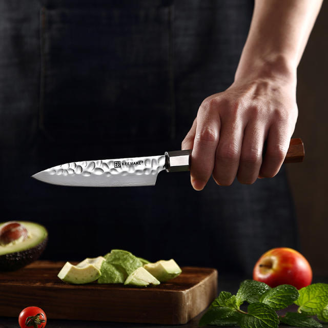 4.5 Inch High Quality Japanese Utility Knife 3 Layers High Stainless Steel Blade Kitchen Knife with Santos Rosewood Handle