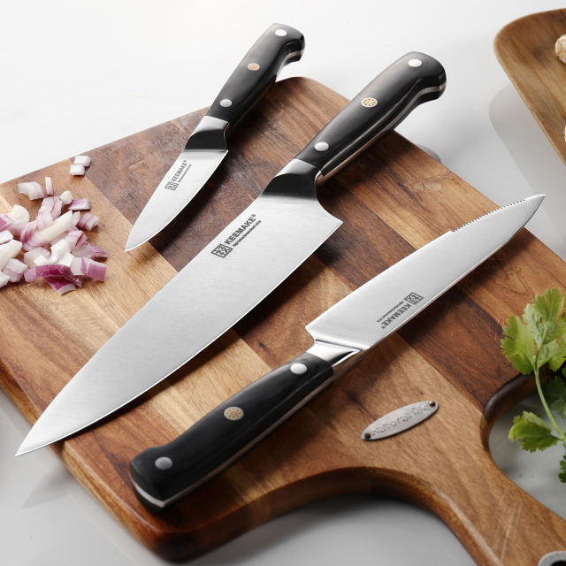 KEEMAKE 3pcs Kitchen Knives Set High Carbon German Steel 1.4116 High Quality Chef's Knife with ABS Handle