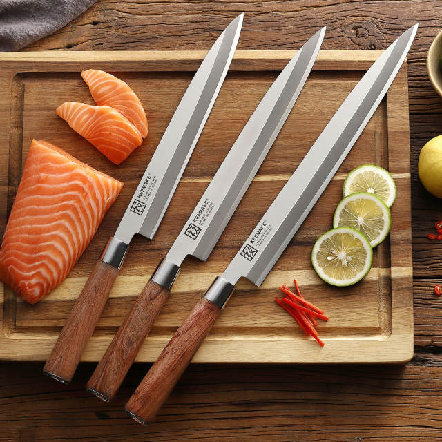 KEEMAKE-9.5 Inch Sashimi Bocho Knife Wooden Handle Kitchen Knife Sushi Knife with Gift Box