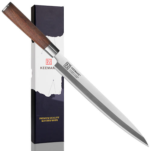 KEEMAKE-11.5 Inch Japanese Sashimi Knife Wooden Handle Kitchen Knife Sushi Knife with Gift Box