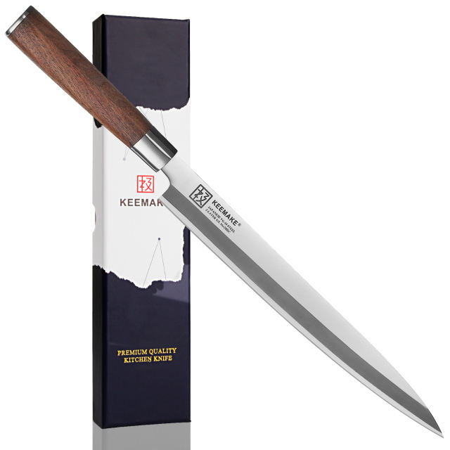 KEEMAKE-11.5 Inch Japanese Sashimi Knife Wooden Handle Kitchen Knife Sushi Knife with Gift Box