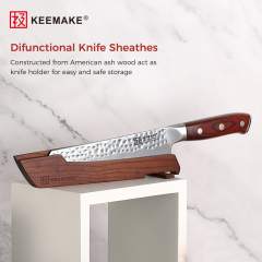 KEEMAKE-8 Inch Damascus Kitchen Knife Japan VG10 Steel Professional Kiritsuke Chef Knife New Cleaver with Pakka Wood Handle