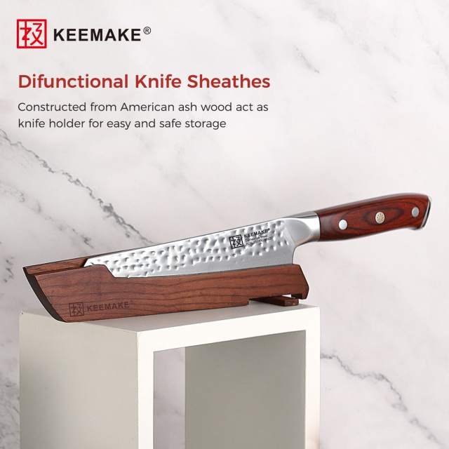 KEEMAKE-8 Inch Damascus Kitchen Knife Japan VG10 Steel Professional Kiritsuke Chef Knife New Cleaver with Pakka Wood Handle