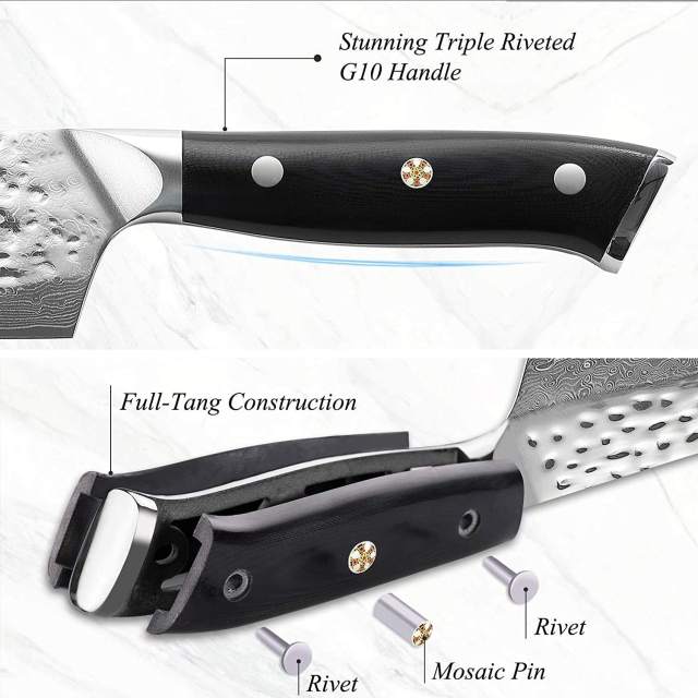 KEEMAKE Damascus Chef Knife Set, 2PCS Kitchen Knives, 8" & 6.5" Chef's Knives