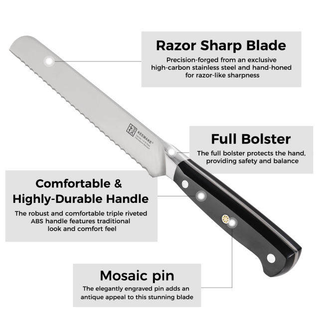 KEEMAKE Bread Knife 8 inch, Serrated Bread Knife for Homemade Bread