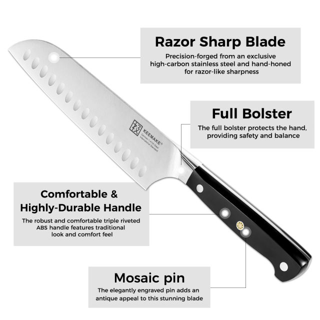 KEEMAKE Santoku Knife 7 inch, Japanese Chef Knife