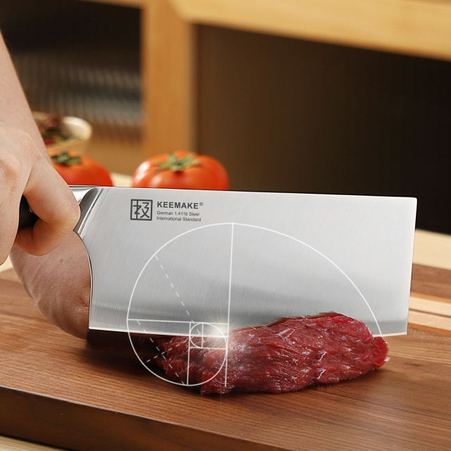 KEEMAKE- Meat Cleaver Knife Heavy Duty with Pakkawood Handle for Bone Cutting Chinese Vegetable Knife