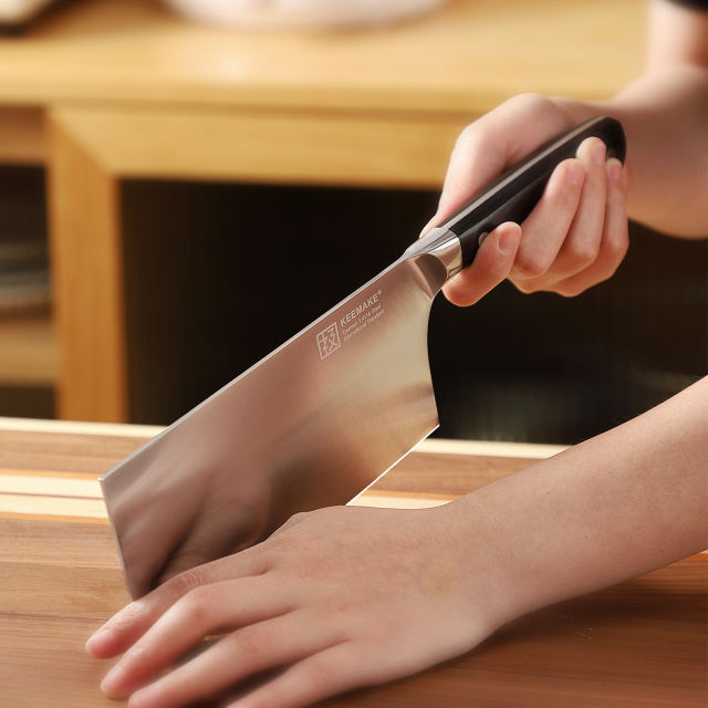 KEEMAKE- Meat Cleaver Knife Heavy Duty with Pakkawood Handle for Bone Cutting Chinese Vegetable Knife