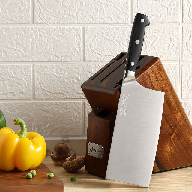 KEEMAKE- Meat Cleaver Knife Heavy Duty with Pakkawood Handle for Bone Cutting Chinese Vegetable Knife