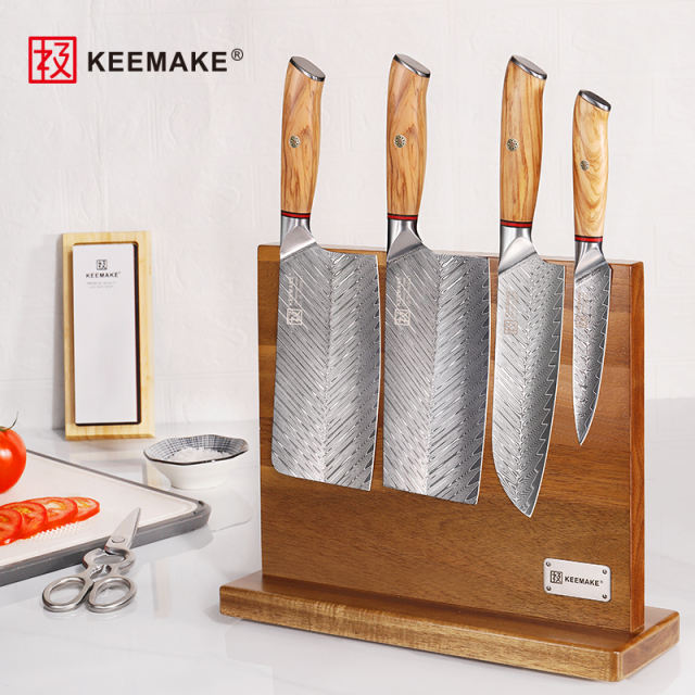 KEEMAKE Top-End 67layers 7pcs Damascus Kitchen Knife Set with Knife holder & Scissors
