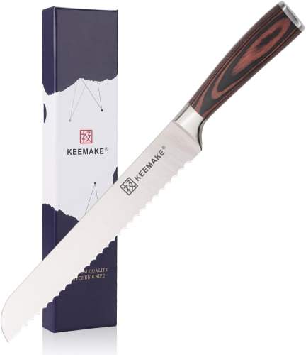 KEEMAKE Bread Knife 10 inch Serrated Knife, Serrated Bread Knife for Homemade Bread with German High Carbon Stainless Steel 1.4116 Serated Knives Kitchen