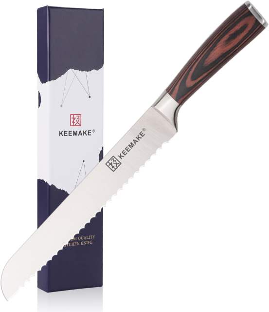 KEEMAKE Bread Knife 10 inch Serrated Knife, Serrated Bread Knife for Homemade Bread with German High Carbon Stainless Steel 1.4116 Serated Knives Kitchen