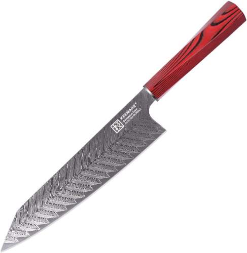 Keemake kitchen knife 8inch Gyuto chef's knife 67 layers Damascus stainless steel  for kitchen meat cutting(Red G10 Handle)