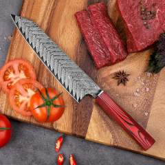 Keemake kitchen knife 8inch Gyuto chef's knife 67 layers Damascus stainless steel  for kitchen meat cutting(Red G10 Handle)