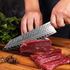 Keemake kitchen knife 8inch Gyuto chef's knife 67 layers Damascus stainless steel  for kitchen meat cutting(Red G10 Handle)