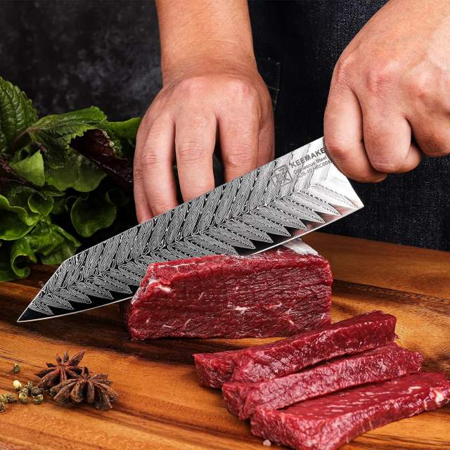 Keemake kitchen knife 8inch Gyuto chef's knife 67 layers Damascus stainless steel  for kitchen meat cutting(Red G10 Handle)