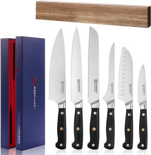 KEEMAKE 7pcs ABS Kitchen Knives Set High Carbon German Steel High Quality Chef's Knife with Magnetic Knife Holder
