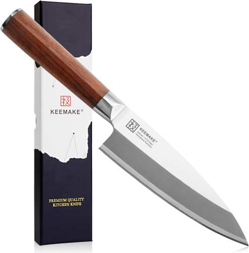 KEEMAKE-6.5 Inch Japanese Sashimi Knife Wooden Handle Kitchen Deba Knife Sushi Knife with Gift Box