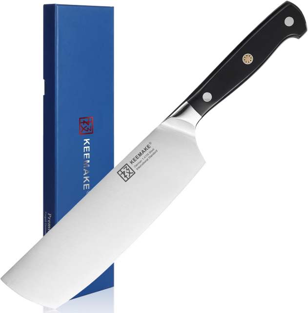 KEEMAKE-7 Inch Nakiri Knife German Stainless Steel Professional Kitchen Chef Knife with ABS Handle