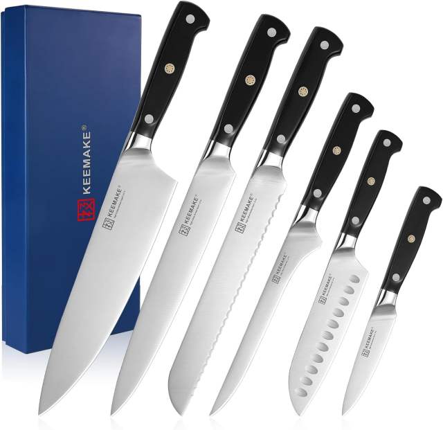 KEEMAKE 8pcs Kitchen Knives Set High Carbon German Steel High Quality Chef's Knife with ABS Handle