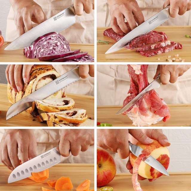 KEEMAKE 8pcs Kitchen Knives Set High Carbon German Steel High Quality Chef's Knife with ABS Handle