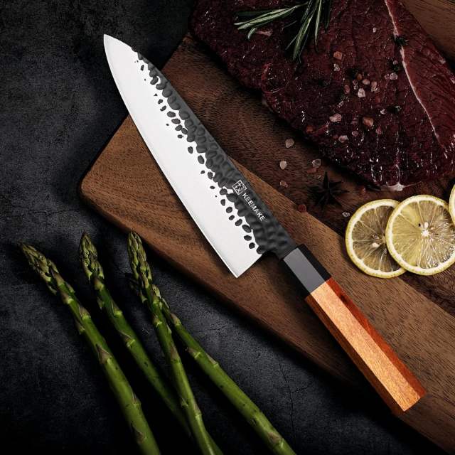 KEEMAKE Knife Set of 4pcs, Kitchen Knife Set with Japanese 440C Stainless Steel Blade Chef Knife Set with Octagon Rosewood Handle