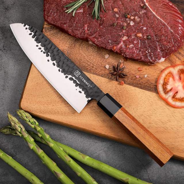 KEEMAKE Knife Set of 4pcs, Kitchen Knife Set with Japanese 440C Stainless Steel Blade Chef Knife Set with Octagon Rosewood Handle