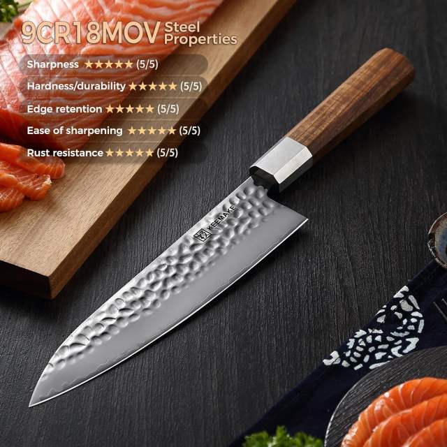 KEEMAKE Kitchen Knife Set of 3pcs, Chef Knife Set with 3-layer Japanese 9CR18MOV Clad Steel Blade