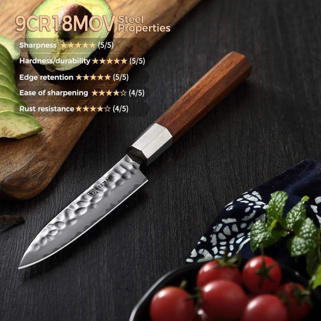 KEEMAKE Kitchen Knife Set of 4pcs, Chef Knife Set with 3-layer Japanese 9CR19MOV Clad Steel Blade