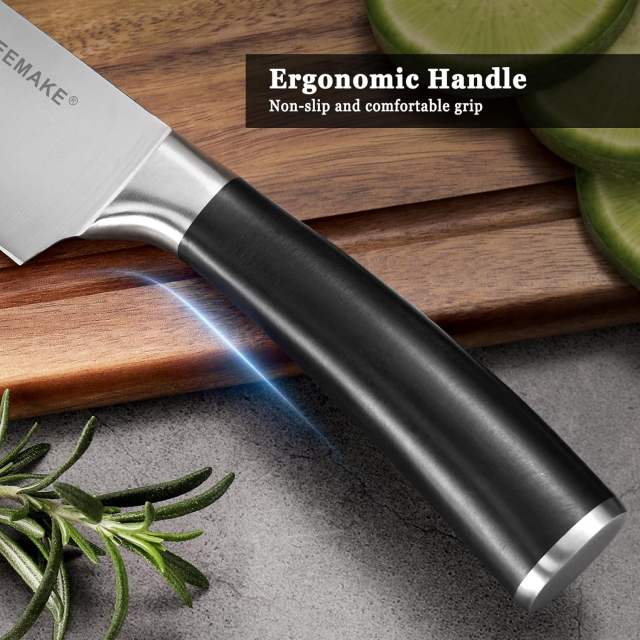 KEEMAKE Knife Block Set of 7pcs, Kitchen Knife Set with High Carbon Stainless Steel 1.4116 Blade Knife Sets