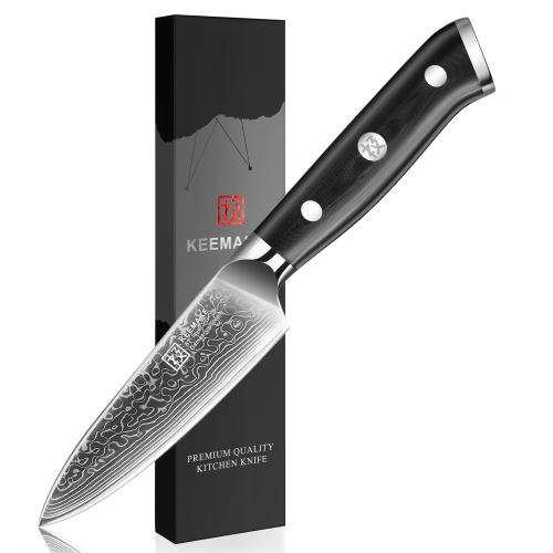 KEEMAKE Damascus Kitchen Utility Knife - 5 Inch Extra Sharp Multipurpose Kitchen Knife