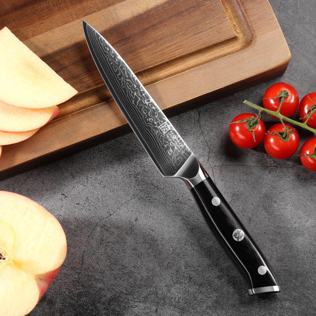 KEEMAKE Damascus Kitchen Utility Knife - 5 Inch Extra Sharp Multipurpose Kitchen Knife