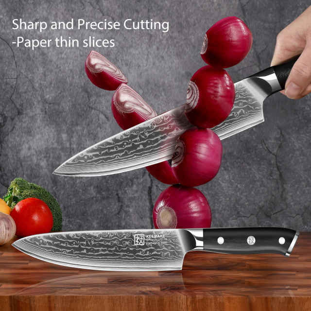 KEEMAKE Damascus Chef Knife for Kitchen - 8 Inch Professional Extra Sharp Kitchen Knife