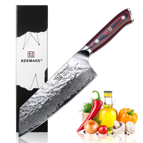 KEEMAKE Damascus Steel 7 Inch Japanese Nakiri Knife (18cm)