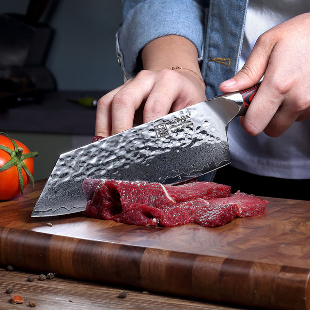 KEEMAKE Damascus Steel 7 Inch Japanese Nakiri Knife (18cm)