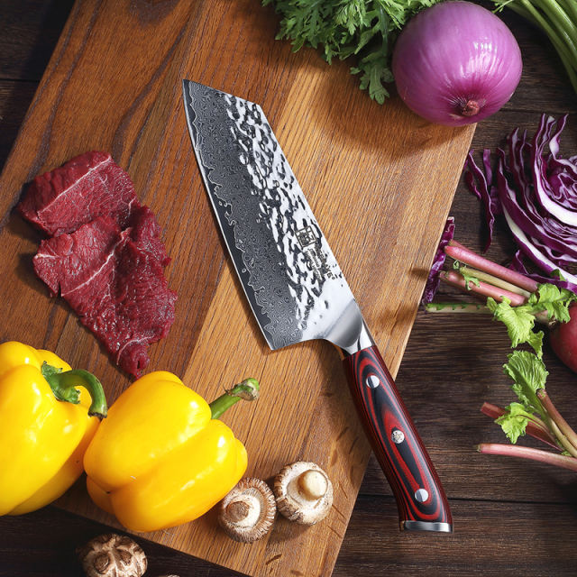 KEEMAKE Damascus Steel 7 Inch Japanese Nakiri Knife (18cm)
