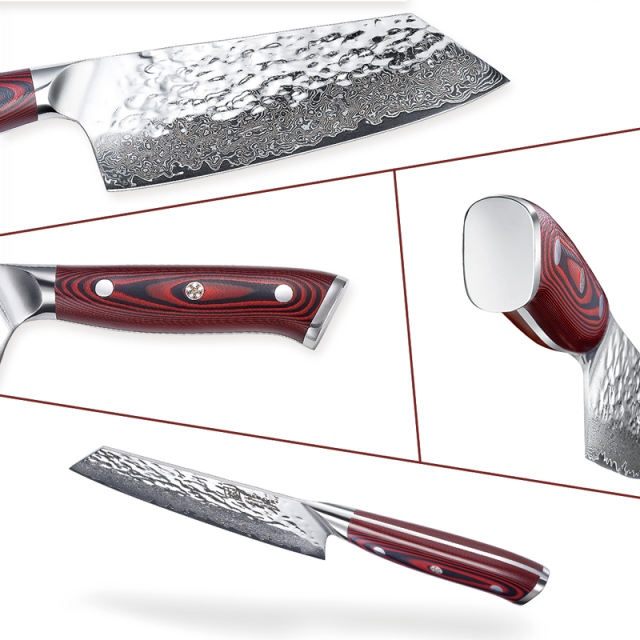 KEEMAKE Damascus Steel 7 Inch Japanese Nakiri Knife (18cm)