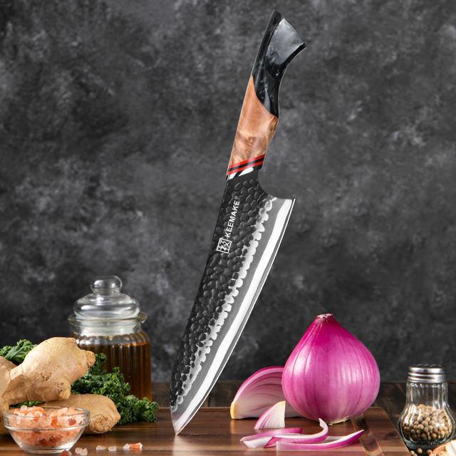 8 Inch Kitchen Knife 7 Layers 440C Damascus Steel Chef Knife with Resin Handle