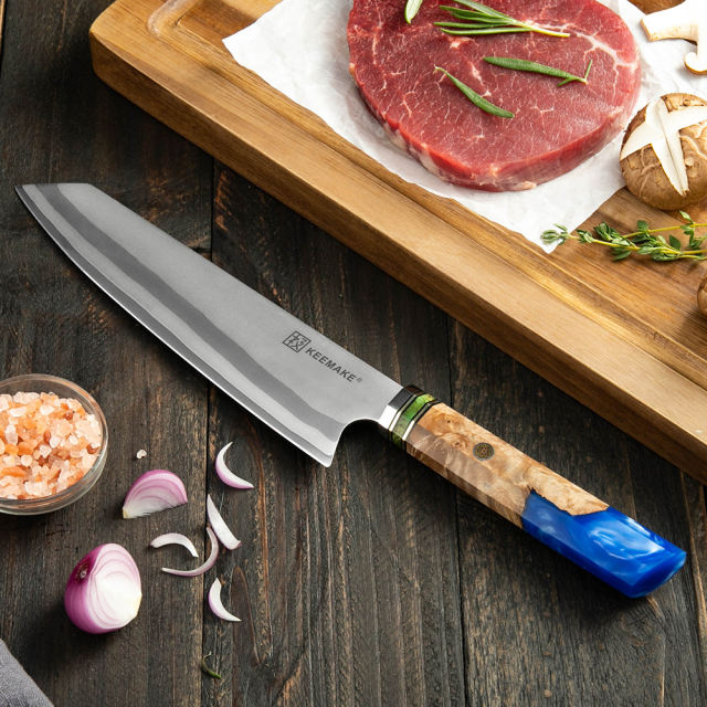 8 Inch Kiritsuke Knife 7 Layers 440C Damascus Steel Kitchen Chef Knife with Resin Handle