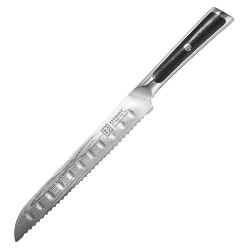 KEEMAKE-8 Inch Bread Knife G10 Handle 67 Layers Damascus Steel Kitchen Knife with Gift Box