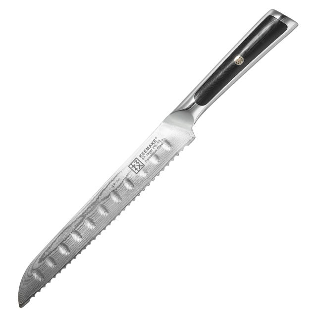 KEEMAKE-8 Inch Bread Knife G10 Handle 67 Layers Damascus Steel Kitchen Knife with Gift Box