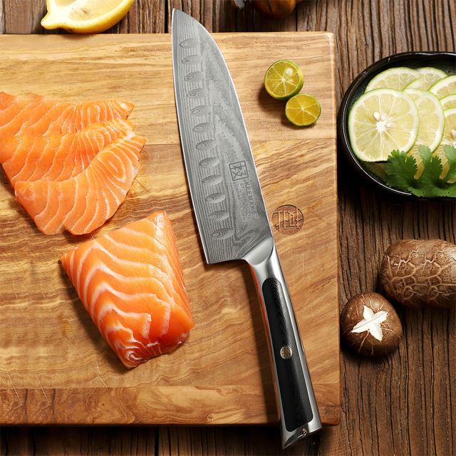 7 Inch Santoku Knife G10 Handle 67 Layers Damascus Steel Kitchen Knife with Gift Box
