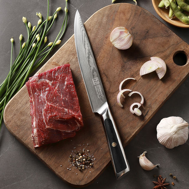KEEMAKE-8 Inch Carving Knife G10 Handle 67 Layers Damascus Steel Kitchen Knife with Gift Box