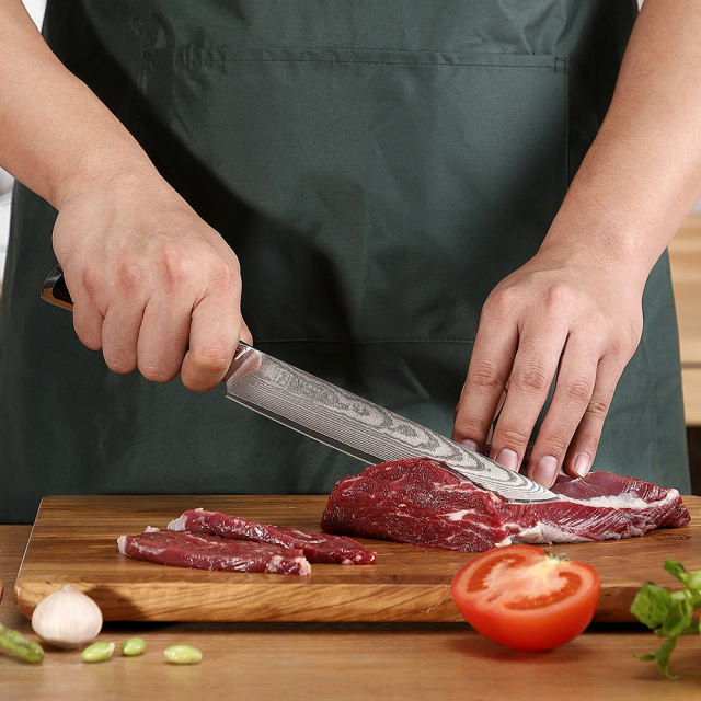 KEEMAKE-8 Inch Carving Knife G10 Handle 67 Layers Damascus Steel Kitchen Knife with Gift Box
